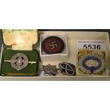 An enamel National War Savings badge; silver Scout - GFS; RSPCA; LSC; etc.