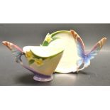 A Franz porcelain butterfly cabinet cup and saucer