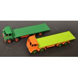 Dinky Supertoys 502 Foden Flat Truck, orange cab, pale green flat truck,