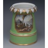 A Bloor Derby Named View spreading cylindrical vase/night light, painted with a View in Cumberland,
