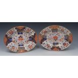 A pair of  Derby oval dishes, pattern 24, decorated in he Imari palette, 28.