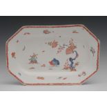 A Bow Two Quail pattern octagonal plate, painted in the Kakiemon palette with the two birds,