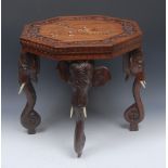 A rosewood octagonal occasional table,