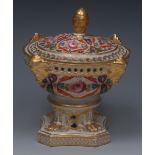 A Derby Imari pot pourri vase and cover, of compressed campana shape,