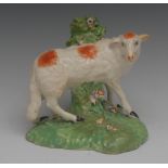 A Derby sheep, rust markings, standing, shaped base, 10cm high, c.