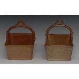 A pair of 19th century Brampton brown salt glazed stoneware rectangular basket,