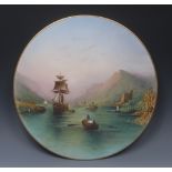 A Derby circular plaque, painted by James Rouse, junior, with Loch Oich with Invergarry Castle, 37.