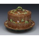 A 19th Century George Jones majolica cylindrical cheese dome and cover,