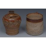 A mid 19th century brown salt glazed stoneware  bee hive money box,