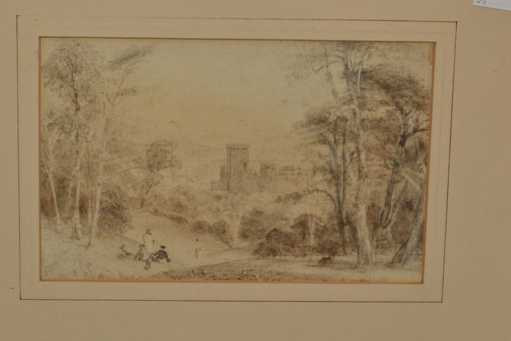 David Cox (19th century)
The Tourists
signed, sepia watercolour, 12.