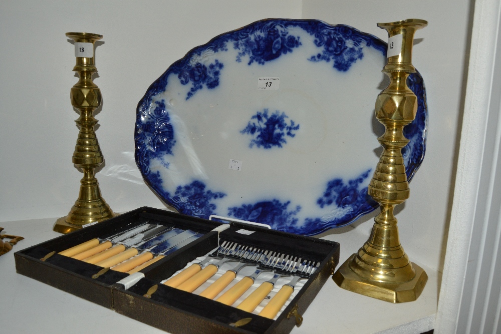 A Victorian Flo Blue  meat plate, c.