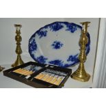 A Victorian Flo Blue  meat plate, c.