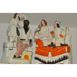 A Staffordshire flat back figure, Uncle Tom and Eva, c.