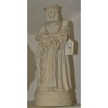 A continental Parian figure , of a Lady with a grape and vine bouquet, c.