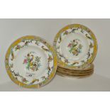 A set of six Mintons Sinclair pattern fruit salad bowls, decorated with birds amongst foliage,