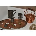 Metal Ware - a Huw Wallace oval copper tray,