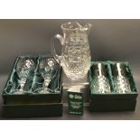 Glass - a large Waterford jug;  a pair of boxed Galway tumblers;