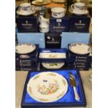 Ceramics - Cottage Garden cake plate and cake knife boxed;