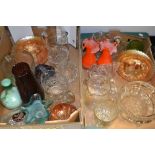 Glass - carnival  bowls, cut,pressed and coloured vases,