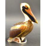 A Royal Crown Derby paperweight, Hadleigh Brown Pelican, 20th Anniversary backstamp,