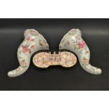 A Royal Worcester miniature toast rack decorated with butterflies and flowers, cream ground,