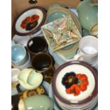 Ceramics - a set of six Denby Greenwheat oval dishes;  Bourne Denby basket;