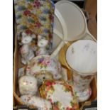 A Royal Winton Grimwades Marguerite pattern chintz sandwich tray;  Fenton floral printed vase, owl,