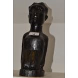 Tribal Art - an ebony carved figure head of an Africaan lady and child