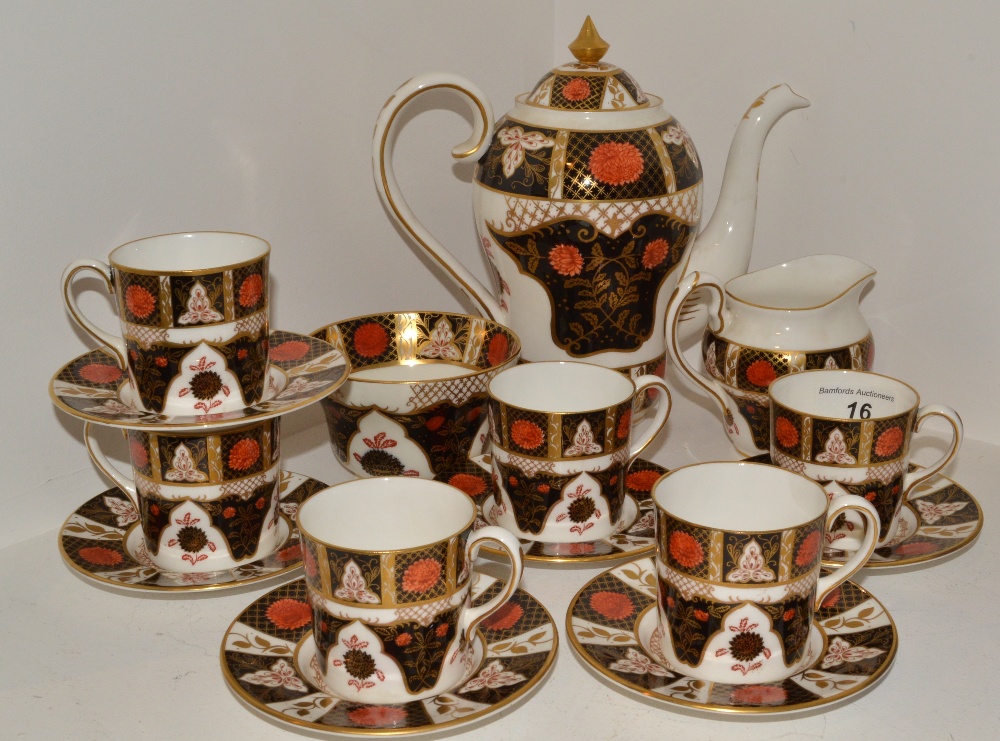 An Abbeydale Chrysanthemum pattern coffee service, for six, comprising coffee pot and cover,