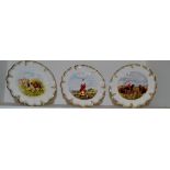 A pair of Royal Crown Derby Hunting wavy edge dessert plates,