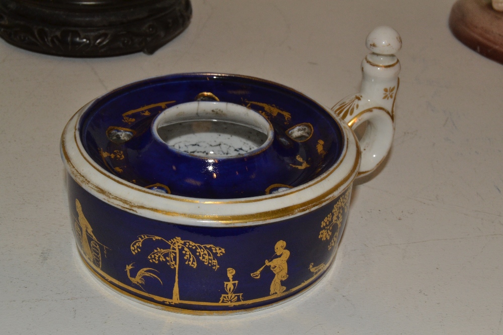 A Bloor Derby inkwell, cobalt blue background,