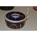 A Bloor Derby inkwell, cobalt blue background,