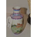 A Chinese Republic Period vase, painted with dog relaxing in a garden, with character marks,