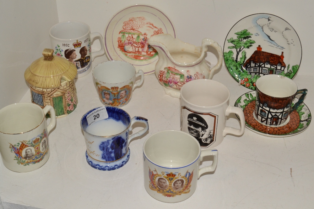 Ceramics - a Staffordshire Flow Blue mug, A Present from Leamington , c.