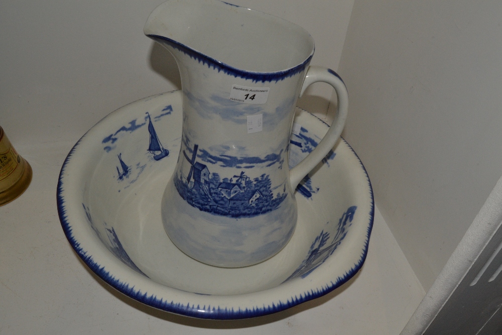 An Empire Ware East Anglia pattern wash jug and bowl