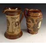 A Doulton Lambeth waisted cylindrical salt glazed stoneware jug, The Handy Man,
