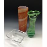 Studio Glass - A Kosa Boda Mine pattern cylinder vase, signed Kosta Boda, numbered 7070631, 34.