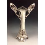A WMF silver plate secessionist vase, with two winged handles,