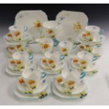 A Shelley Bone China Siberian Wall Flower pattern Regent shape tea service,  comprising ten cups,