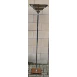 An Art Deco standard lamp, stainless steel flared stepped cylindrical up-lighter,