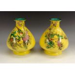 A pair of Shelley Japanese style compressed vases,