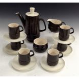 A Carlton Ware coffee service, for six, comprising coffee pot and cover, milk jug, sugar bowl,