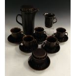 A Surrey Ceramics coffee service, comprising coffee pot, milk jug and covered sugar bowl,