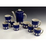 A TG Green Channel Isles Jersey Blue pattern coffee service, for six,  comprising coffee pot,