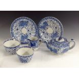 An interesting late 19th century Copeland Spode Robert Burns pattern teapot, milk and sugar,