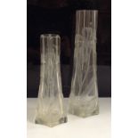 A graduated pair of Moser clear and frosted glass vases,