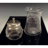 An Edwardian Webb's intaglio engraved glass preserve pot,