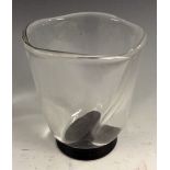 A diminutive Orrefors glass vase, designed by Simon Gate, pulled clear glass sides,