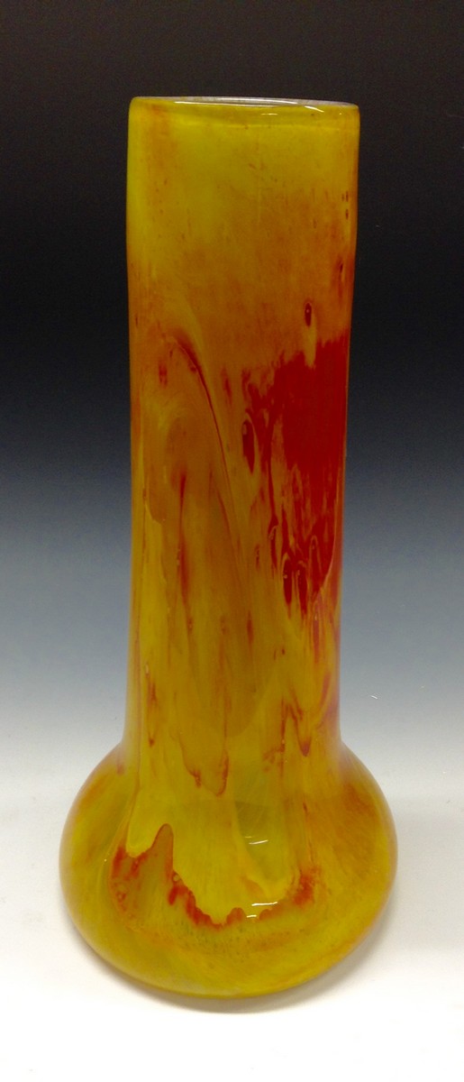 An impressive Gray Stan ovoid glass vase, marbelised orange,