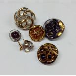 Buttons - a Bimini glass button, gilded and cased, marked for Bimini, 3.